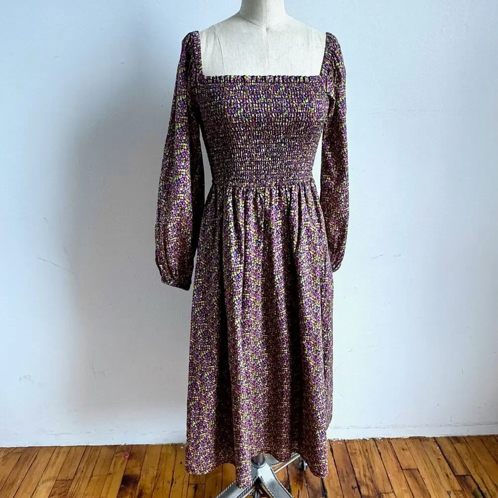 J. CREW Liberty® Fabric Cotton Daydream Midi Dress in Busy Izzy